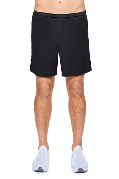 Expert Apparel Men's Oxymesh™ Premium Shorts in Black White Image 2#color_black-white