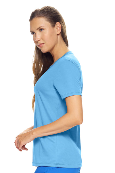 Expert Brand Retail Made in USA Sportswear Activewear Women's Short Sleeve V-neck Tec Tee Oxymesh carolina blue 2#color_carolina-blue