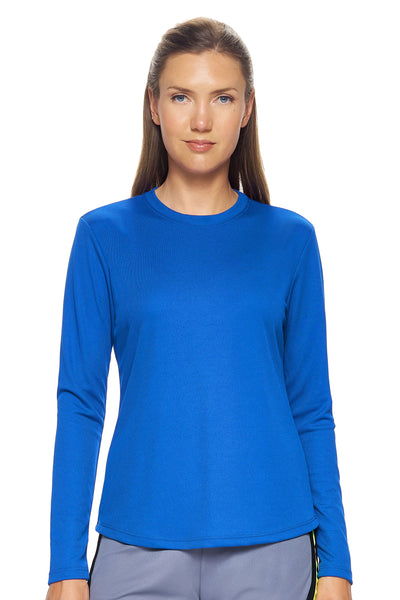 Expert Brand Retail Women's Long Sleeve Crewneck Tec Tee Made in USA Oxymesh royal blue#color_royal-blue