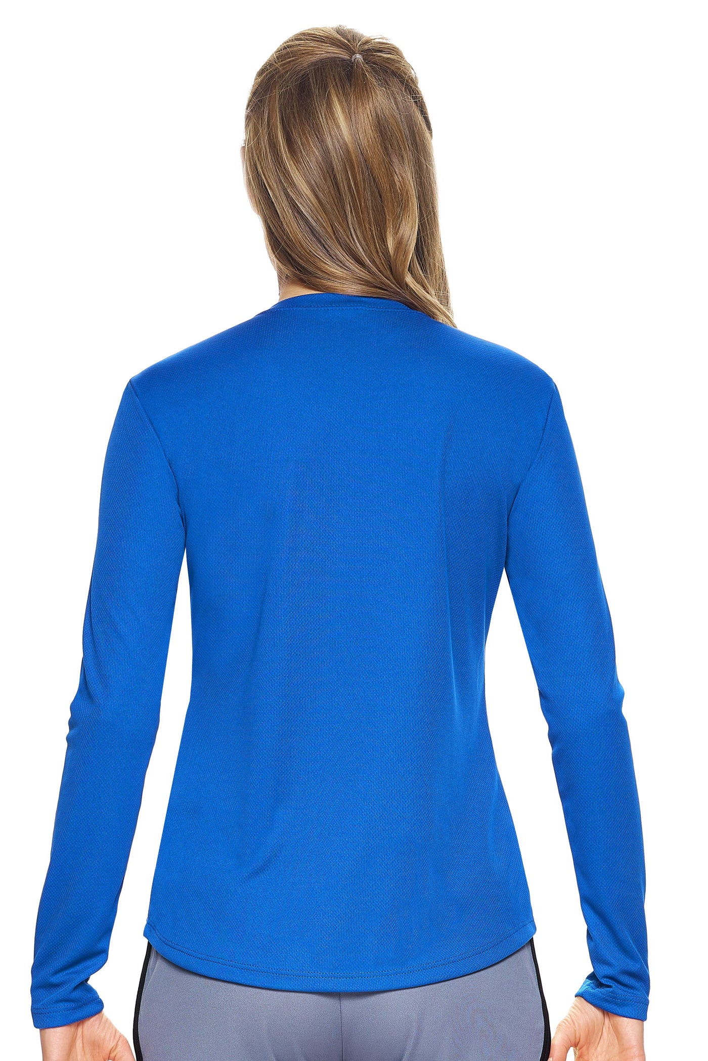 Expert Brand Retail Women's Long Sleeve Crewneck Tec Tee Made in USA Oxymesh royal blue 3#color_royal-blue