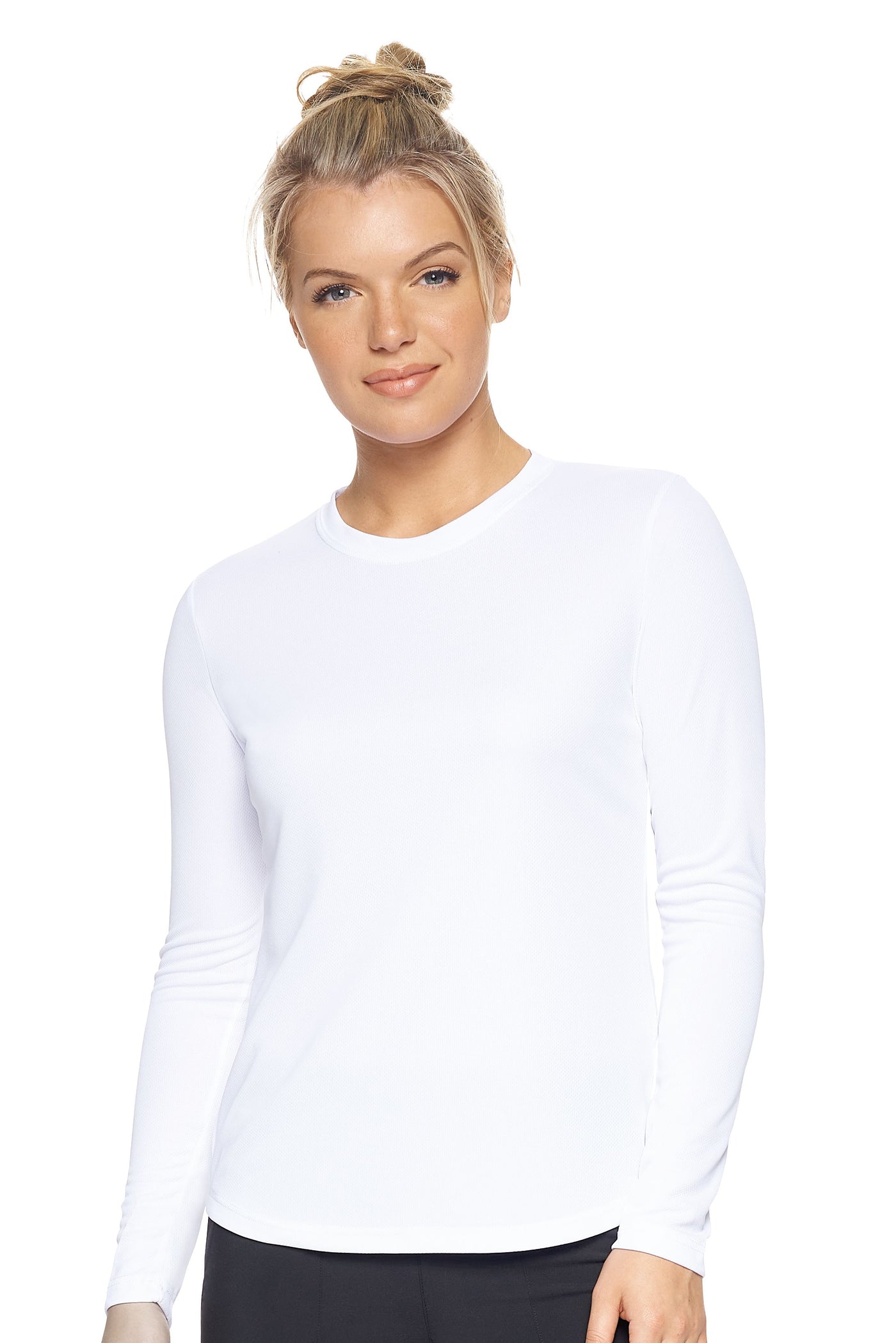 Expert Brand Retail Women's Long Sleeve Crewneck Tec Tee Made in USA Oxymesh white#color_white