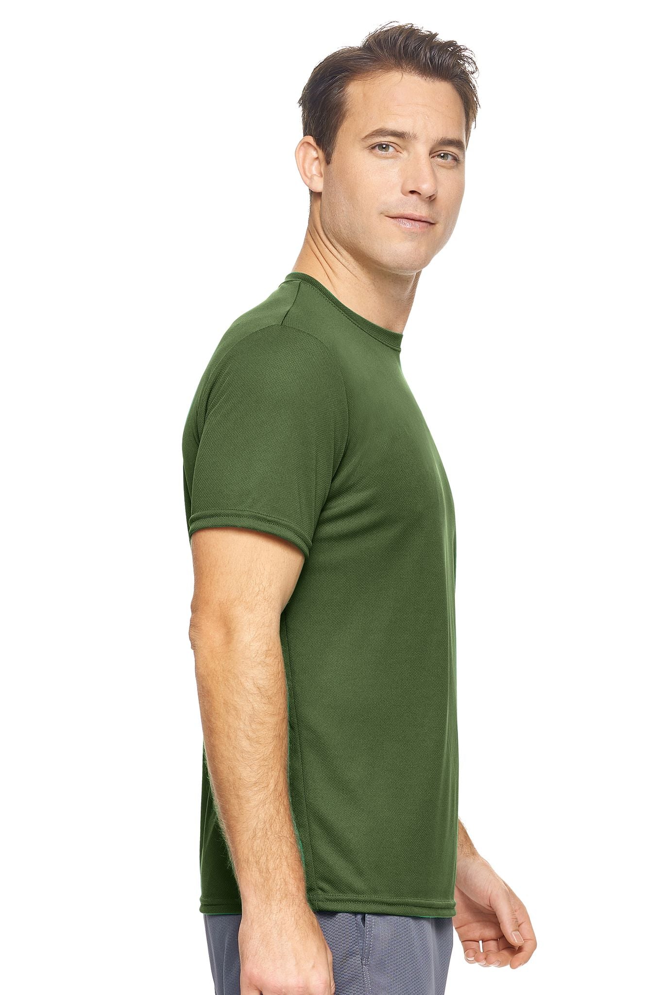 Expert Brand Retail Sportswear Made in USA Men's Oxymesh™ Crewneck Tec Tee  Military Green 2#color_military-green