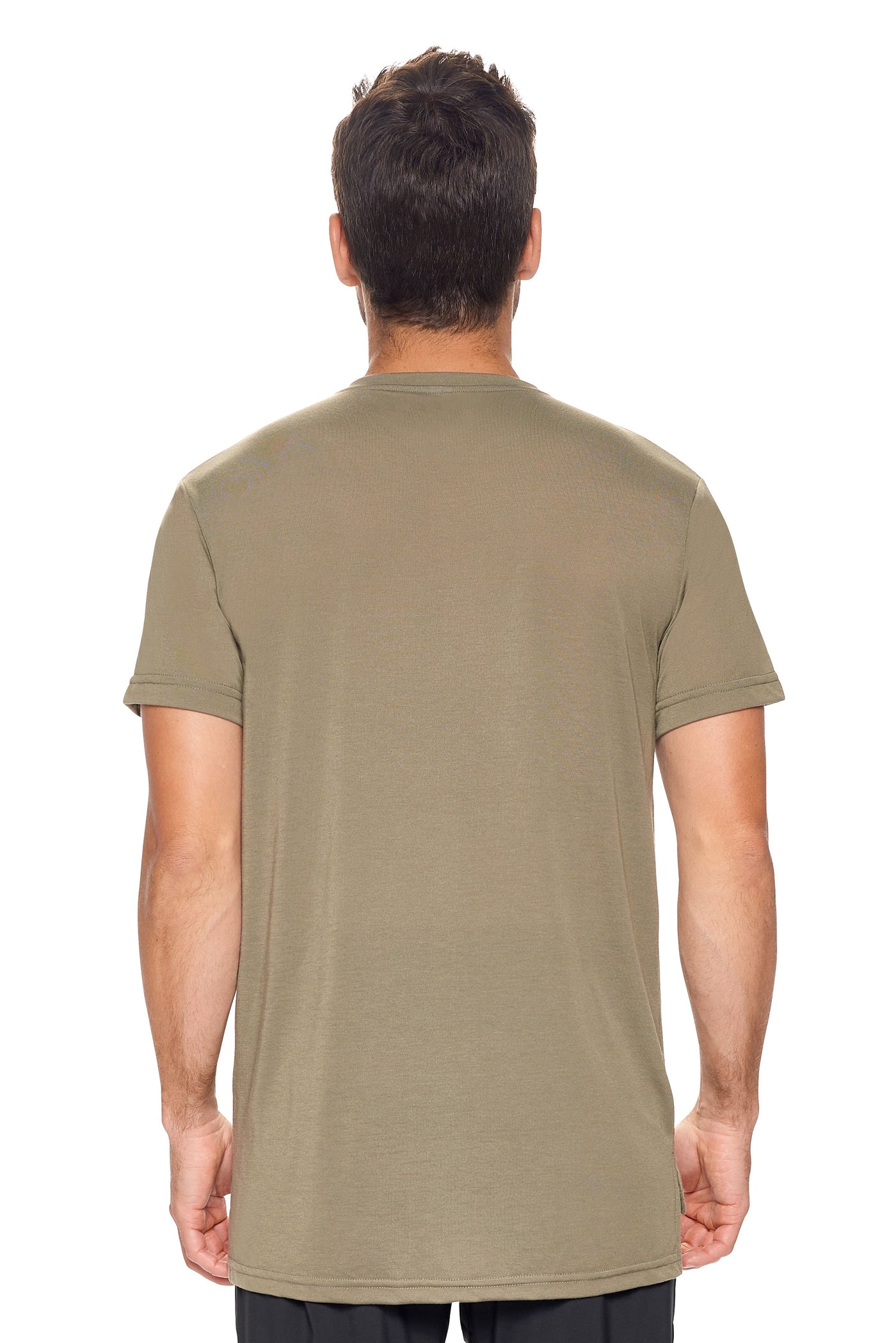 Siro™ Men's Short Sleeve Henley in Olive Image 3#color_olive