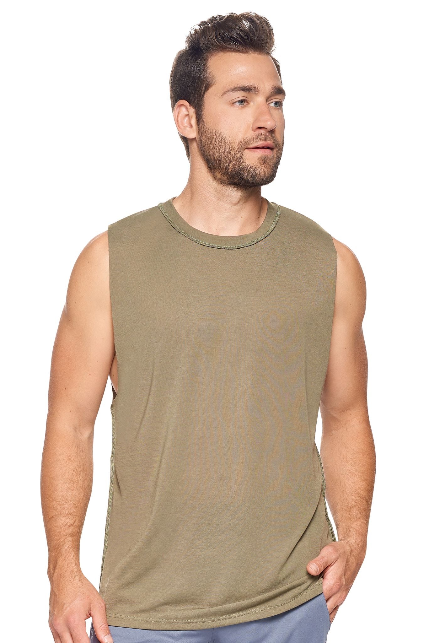 Expert Brand Men's Siro™ Raw Edge Muscle Tee in Olive#color_olive