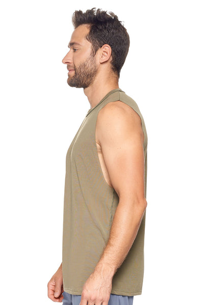 Expert Brand Men's Siro™ Raw Edge Muscle Tee in Olive Image 2#color_olive