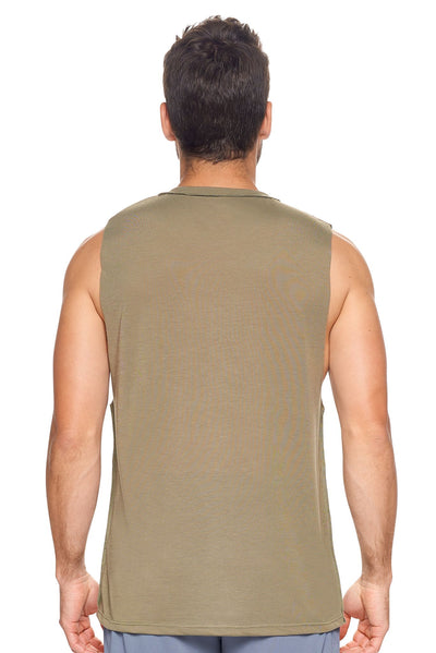 Expert Brand Men's Siro™ Raw Edge Muscle Tee in Olive Image 3#color_olive