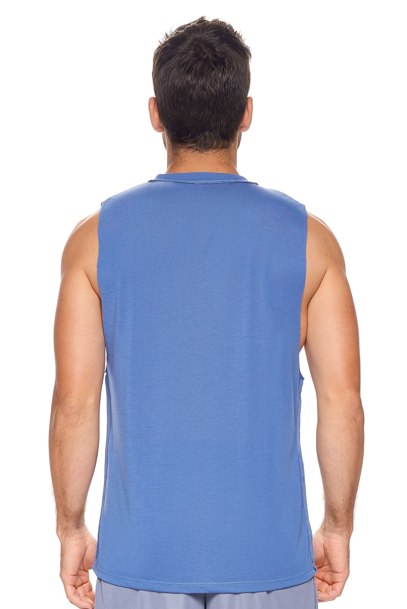 Expert Brand Men's Siro™ Raw Edge Muscle Tee in Stone Blue Image 3#color_stone-blue