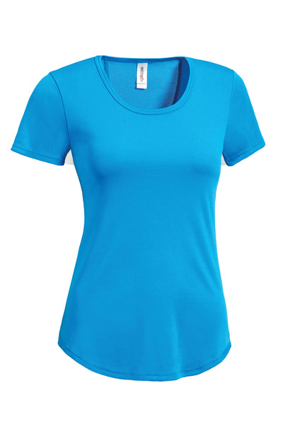 Expert Apparel Women's Pk Max Angel Mesh Cinch Tee Safety Blue#color_safety-blue