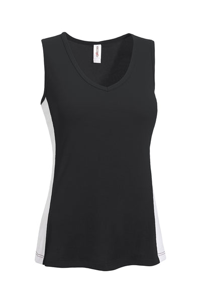 Oxymesh™ V-Neck Colorblock Tank 🇺🇸 - Expert Brand Apparel#color_black-white
