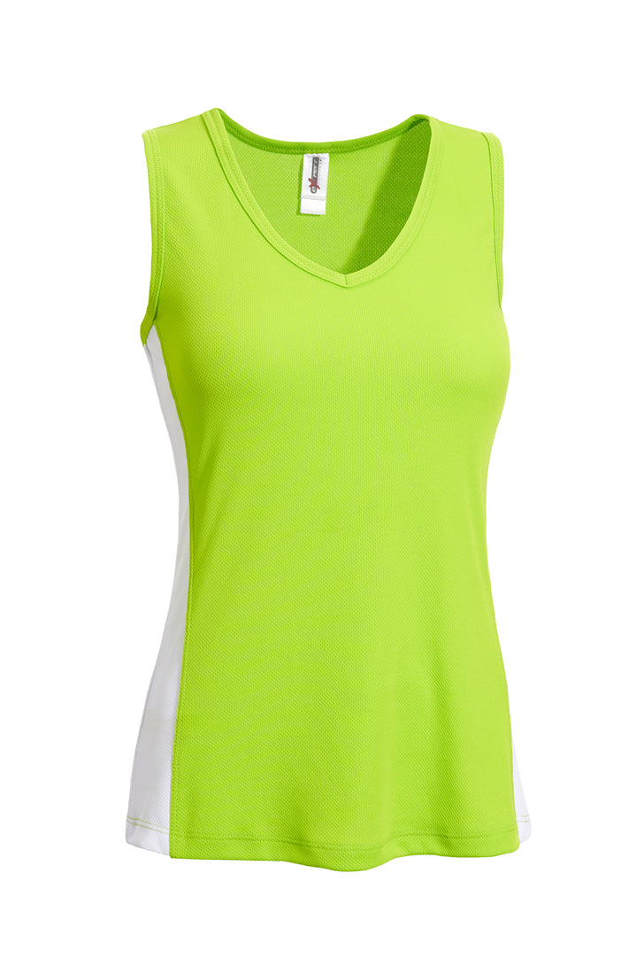 Oxymesh™ V-Neck Colorblock Tank 🇺🇸 - Expert Brand Apparel#color_lime-white