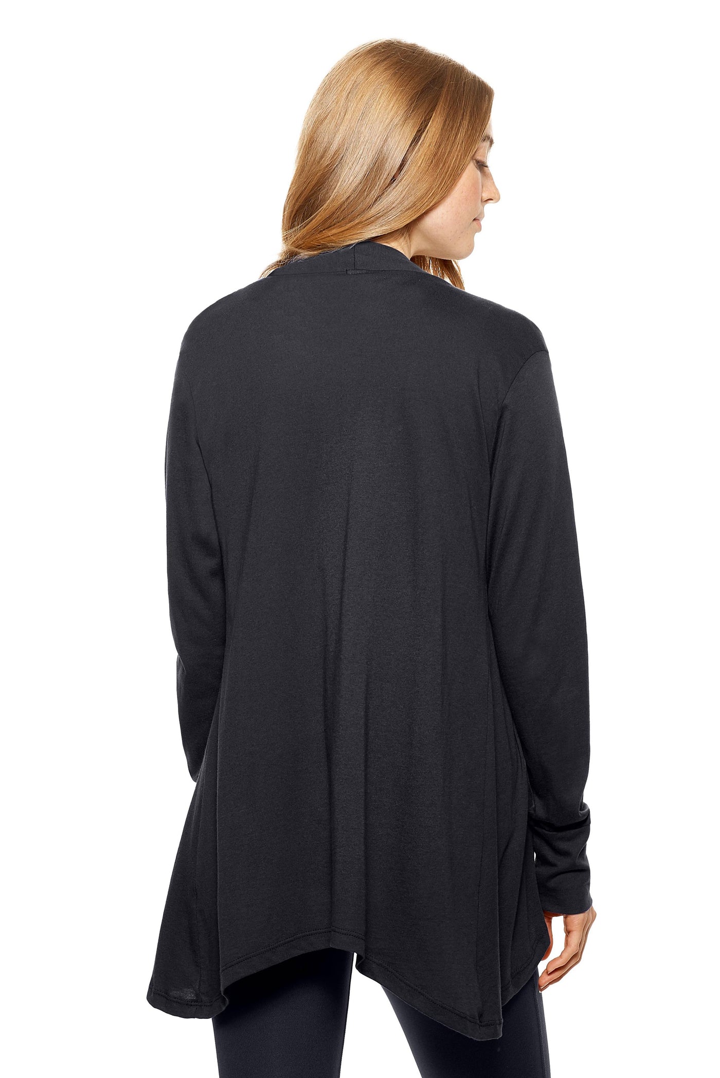 Expert Brand Women's MoCA™ Drape Front Cardigan in black 3#color_black