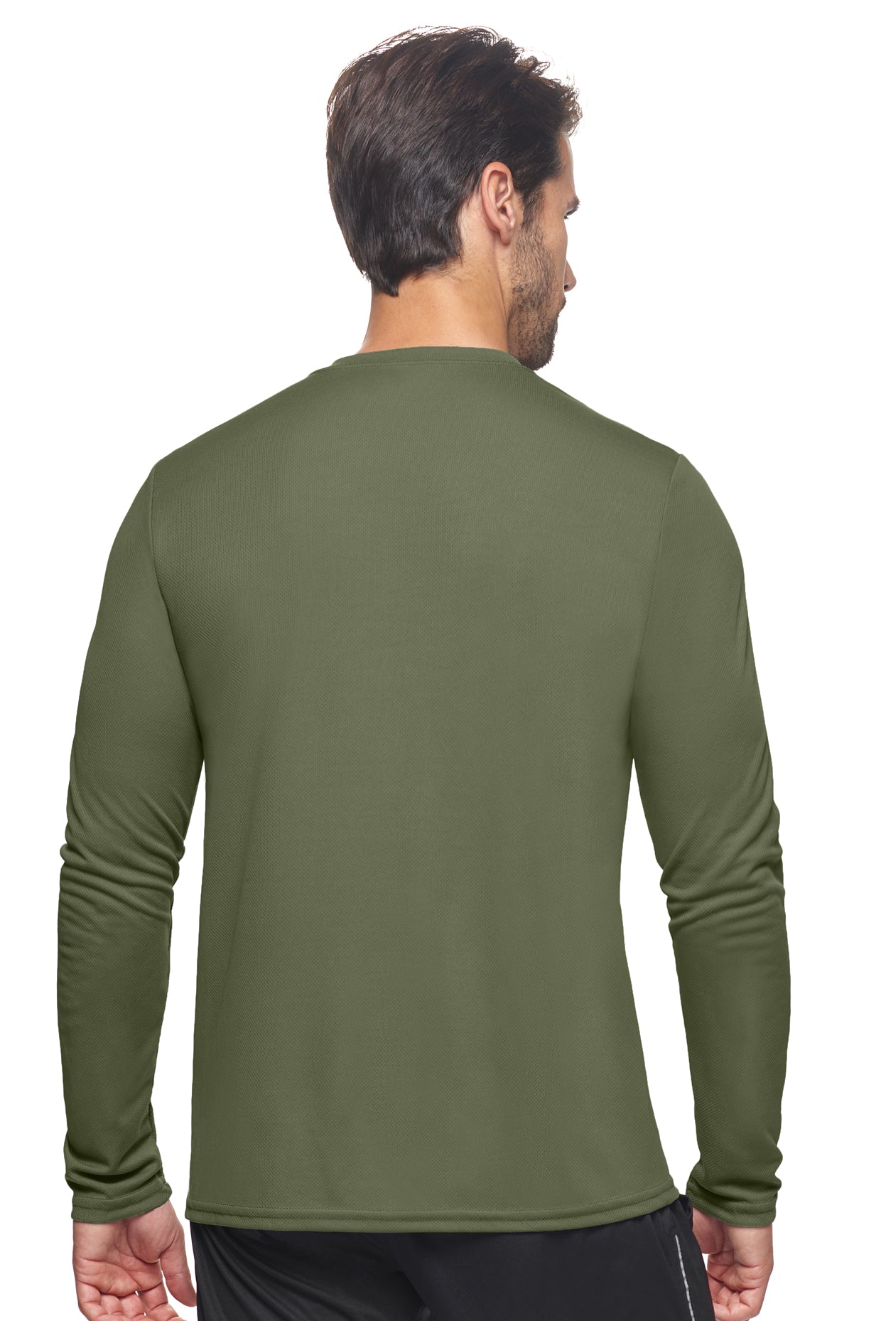 Expert Brand Apparel Men's Oxymesh Performance Long Sleeve Tec Tee Made in USA Military Green Image 3#color_military-green