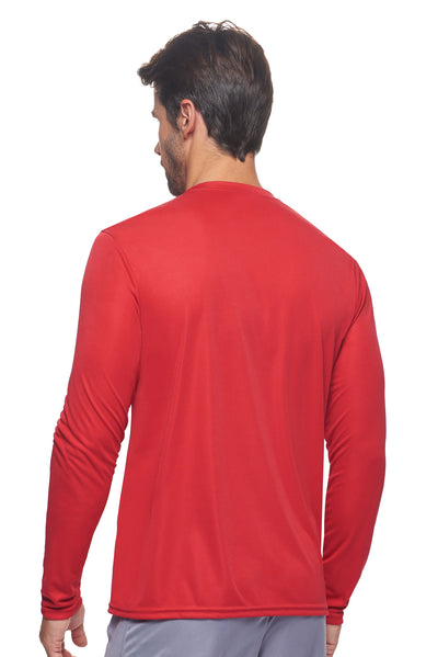 Expert Brand Retail Activewear Men's Sportswear Performance Fitness Crewneck Long Sleeve Tec Shirt Made in USA in red 3#color_true-red