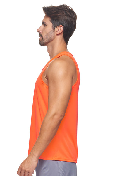 Expert Brand Retail Eco-Friendly Activewear Sportswear Men's pk MaX™ Endurance Sleeveless Tank Made in USA Safety Orange 2#color_safety-orange
