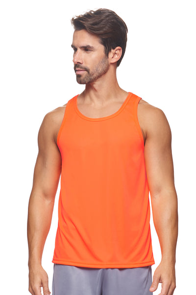Expert Brand Retail Eco-Friendly Activewear Sportswear Men's pk MaX™ Endurance Sleeveless Tank Made in USA Safety Orange#color_safety-orange