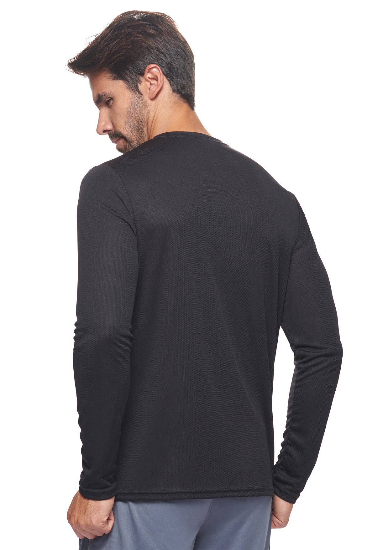 Expert Brand Retail Made in USA sportswear activewear long sleeve tec tee crewneck oxymesh black 3#color_black