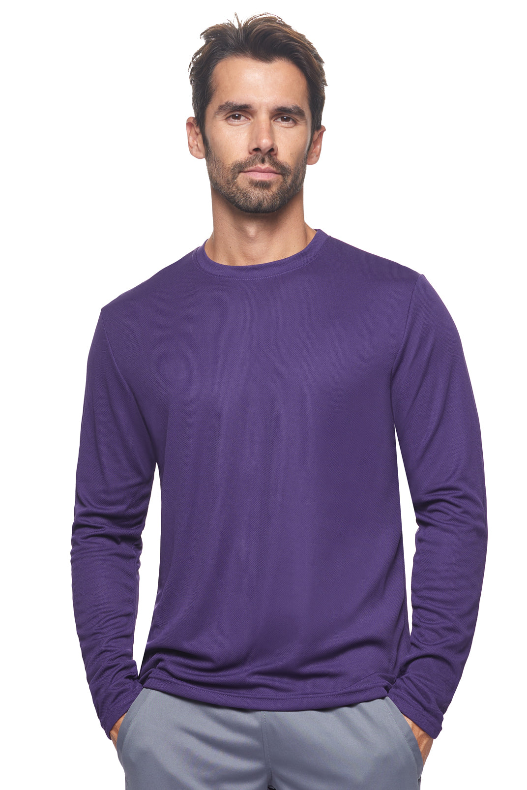 Expert Brand Retail Made in USA sportswear activewear long sleeve tec tee crewneck oxymesh dark purple#color_dark-purple