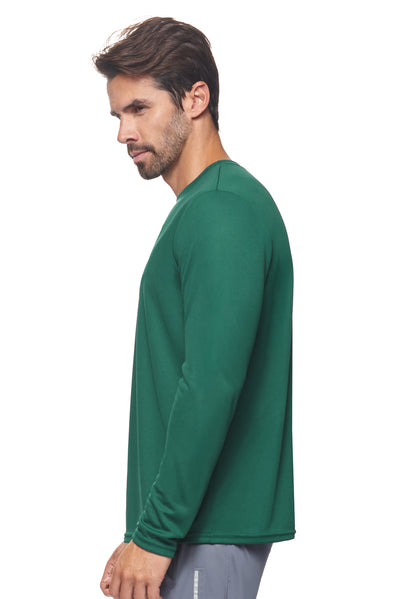 Expert Brand Retail Made in USA sportswear activewear long sleeve tec tee crewneck oxymesh forest green 2#color_forest-green