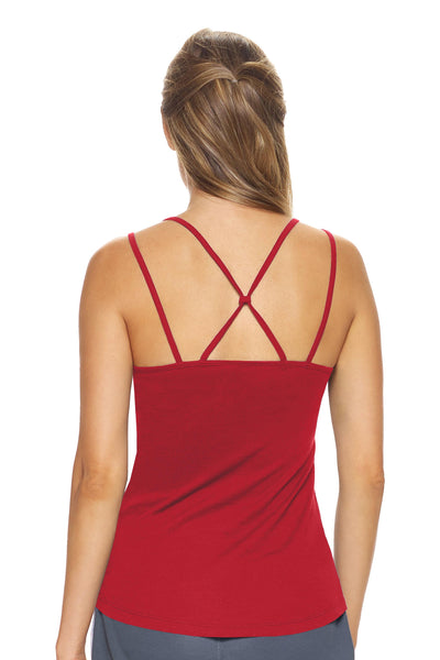 Expert Brand Retail Women's Modal Cotton Made in USA MoCA™ Strappy Cami in scarlet 3#color_scarlet