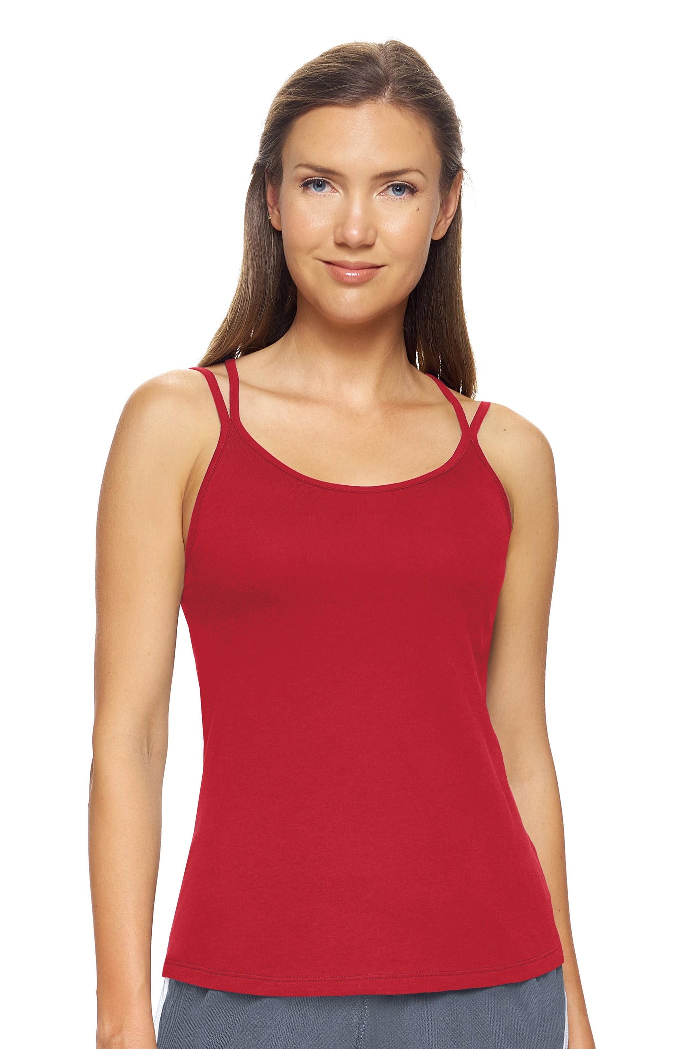 Expert Brand Retail Women's Modal Cotton Made in USA MoCA™ Strappy Cami in scarlet#color_scarlet
