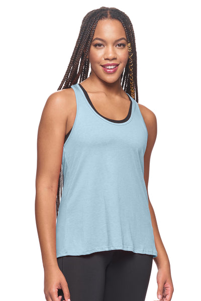 Expert Brand Retail Sustainable MicroModal MoCA™ Split-Dash Racerback Tank Made in the USA dusty blue#color_dusty-blue