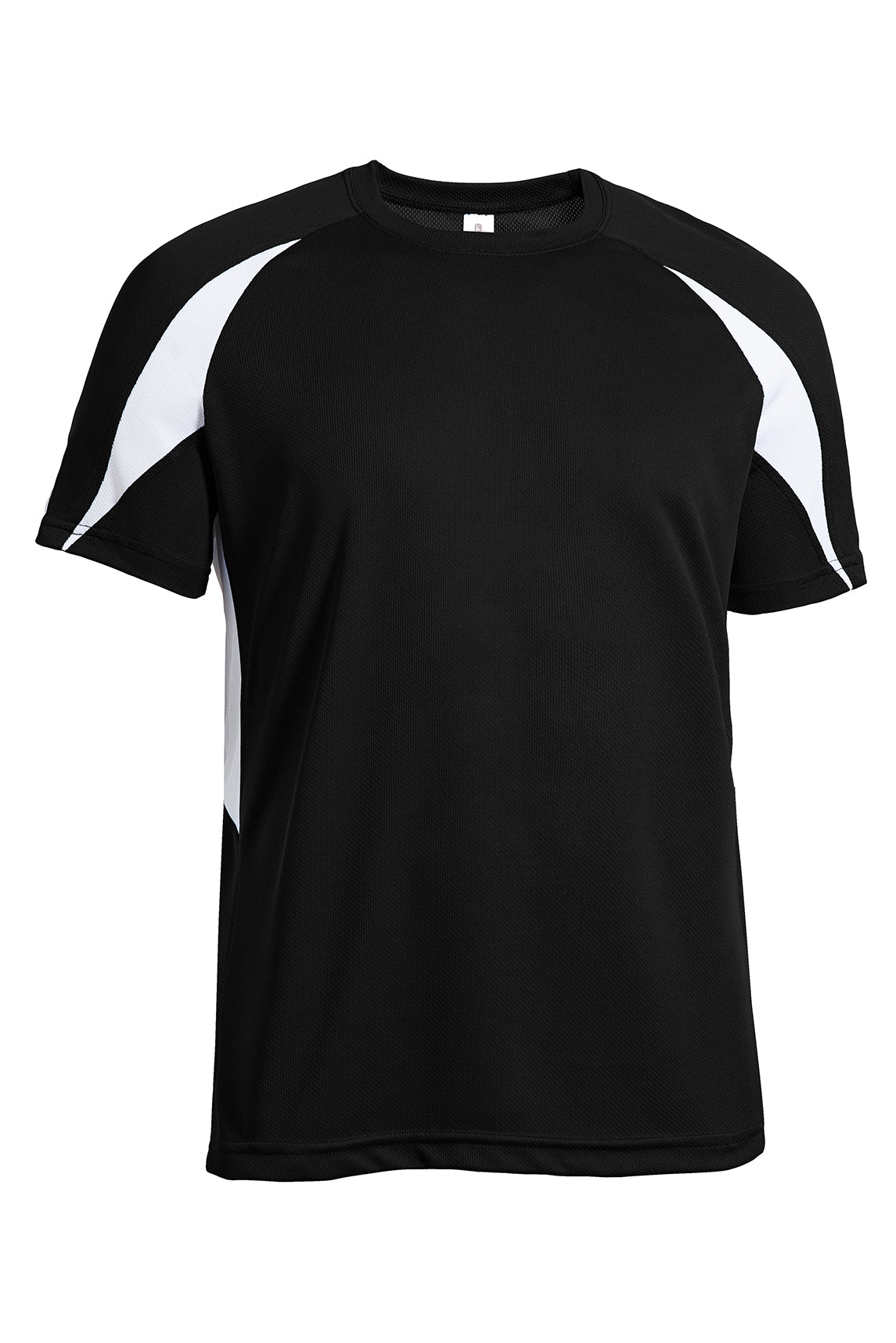 Expert Apparel Men's Oxymesh™ Crossroad Colorblock Tee in Black White#color_black-white
