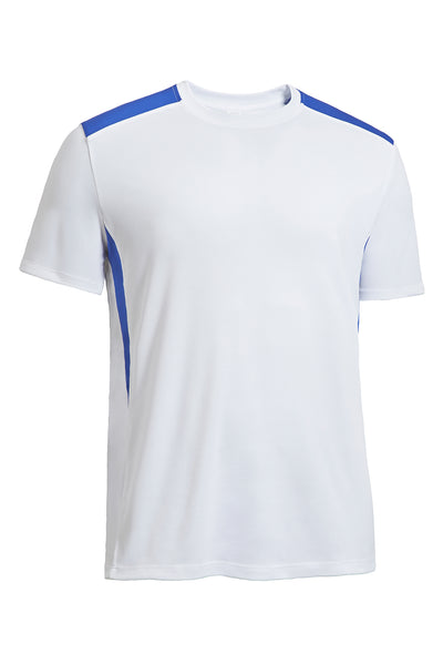 Expert Apparel Made in USA Men's Pk Max Colorblock Fitness Gym Sport Tee white royal blue#color_white-royal
