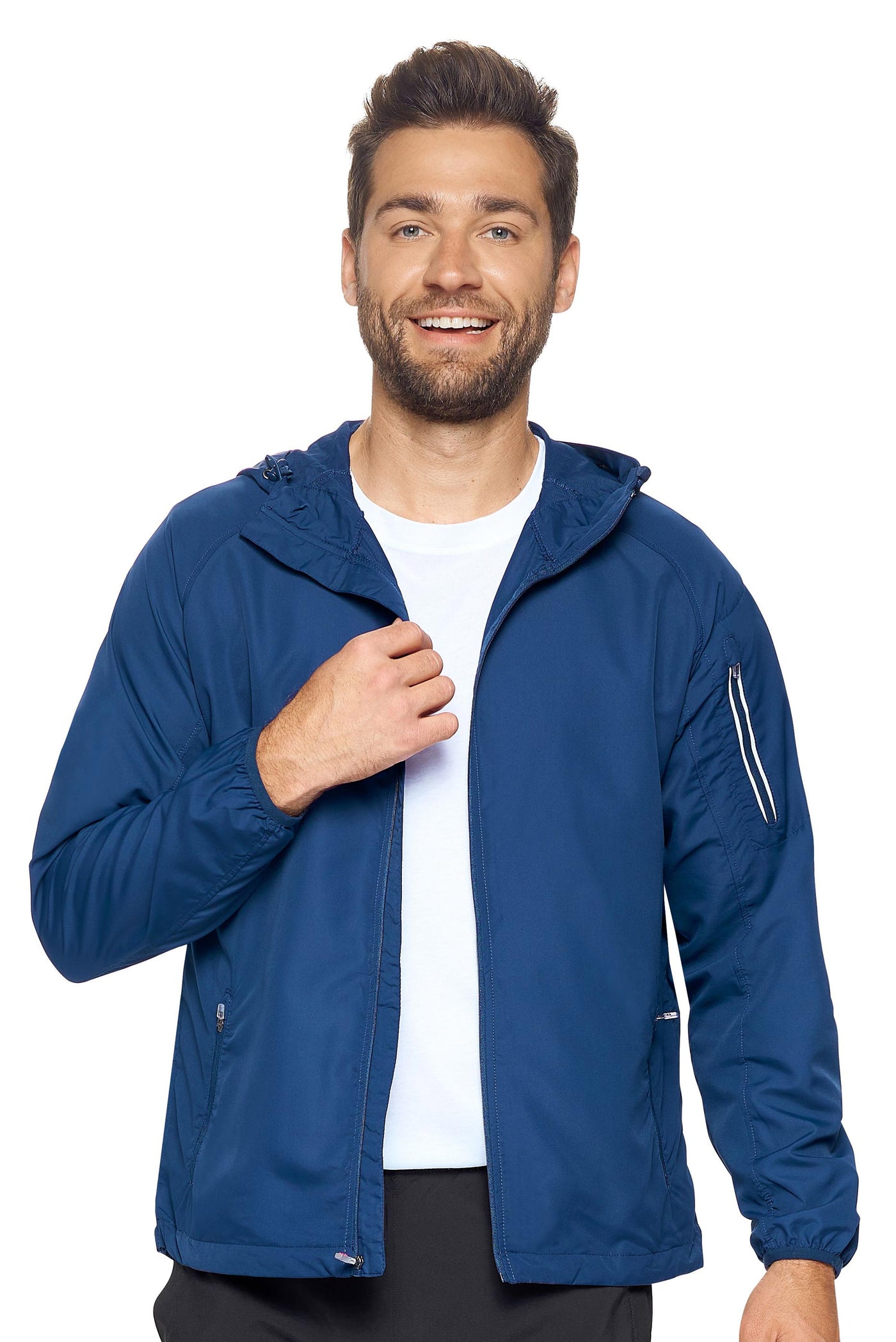 Expert Brand Retail Men's Hooded Swift Tec Water Resistant Jacket Navy#color_navy