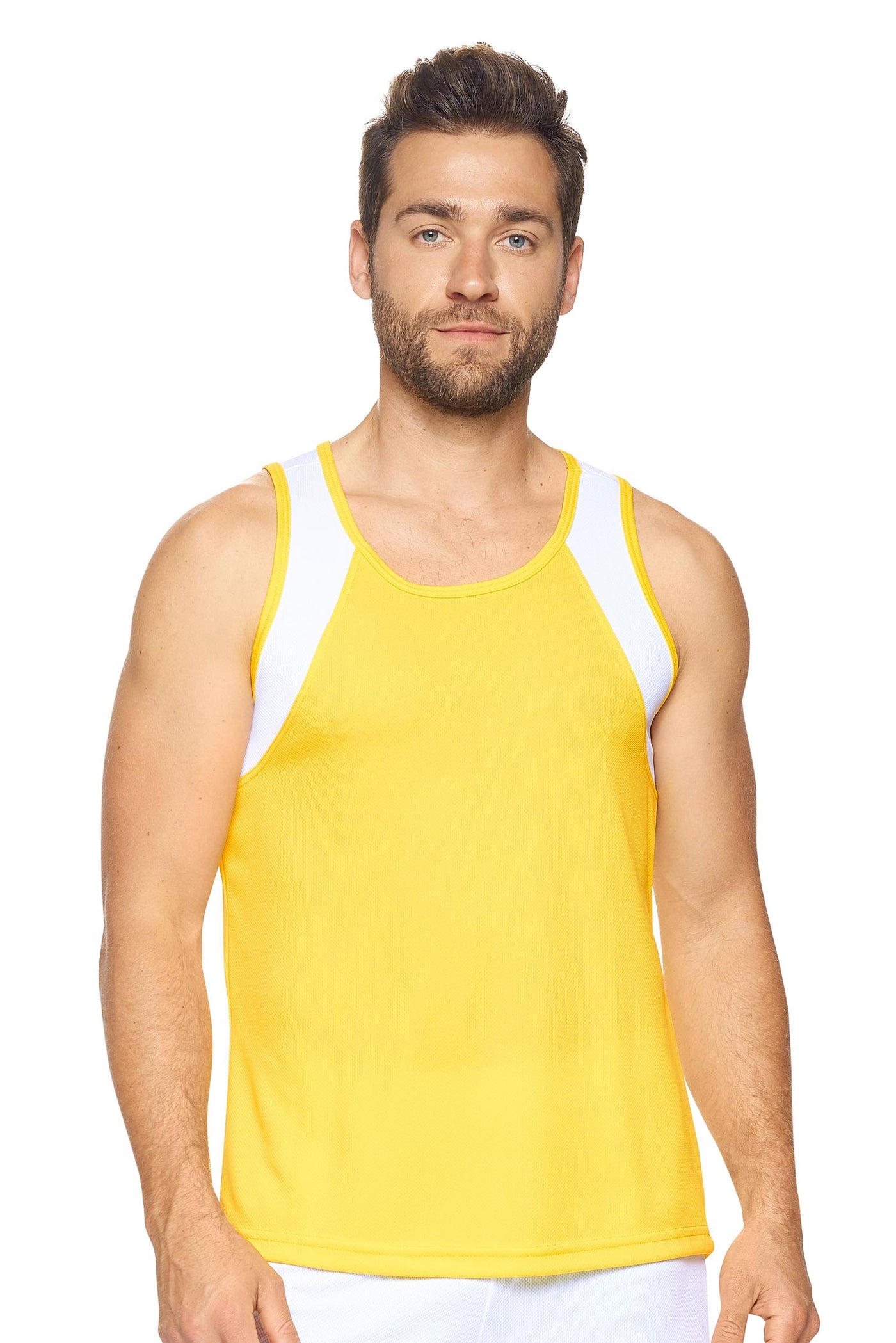 Expert Brand Retail Men's Oxymesh Distance Tank Made in USA Bright Yellow White#color_bright-yellow-white