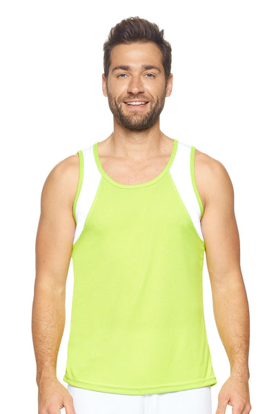 Expert Brand Retail Men's Oxymesh Distance Tank Made in USA Key Lime White#color_lime-white