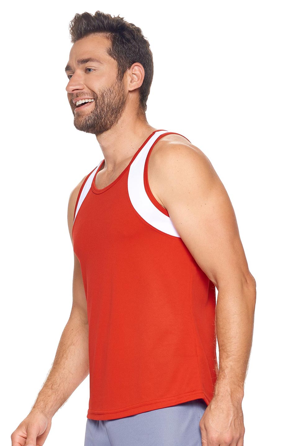 Expert Brand Retail Men's Oxymesh Distance Tank Made in USA Red White 2#color_red-white