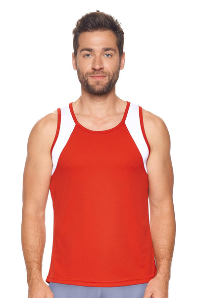 Expert Brand Retail Men's Oxymesh Distance Tank Made in USA Red White#color_red-white