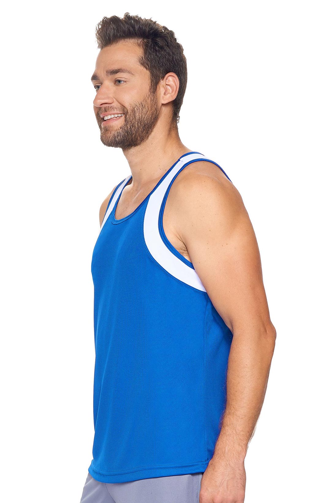 Expert Brand Retail Men's Oxymesh Distance Tank Made in USA Royal Blue White 2#color_royal-white