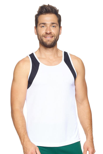 Expert Brand Retail Men's Oxymesh Distance Tank Made in USA White Black#color_white-black