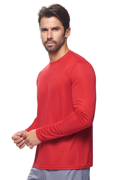 Expert Brand Retail Activewear Men's Sportswear Performance Fitness Crewneck Long Sleeve Tec Shirt Made in USA in red 2#color_true-red