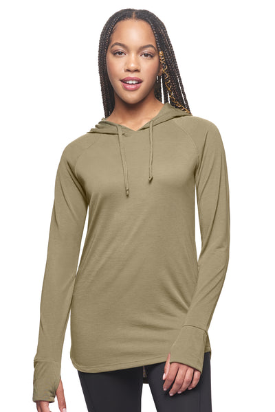 Expert Brand Retail Super Soft Eco-Friendly Performance Apparel Fashion Sportswear Women's Hoodie Long Sleeve Shirt Made in USA olive green#color_olive