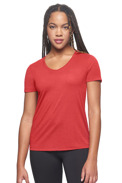 Expert Brand Retail Soft Eco-Friendly Women's Sportswear Women's Scoop Neck Shirt Made in USA scarlet red#color_scarlet
