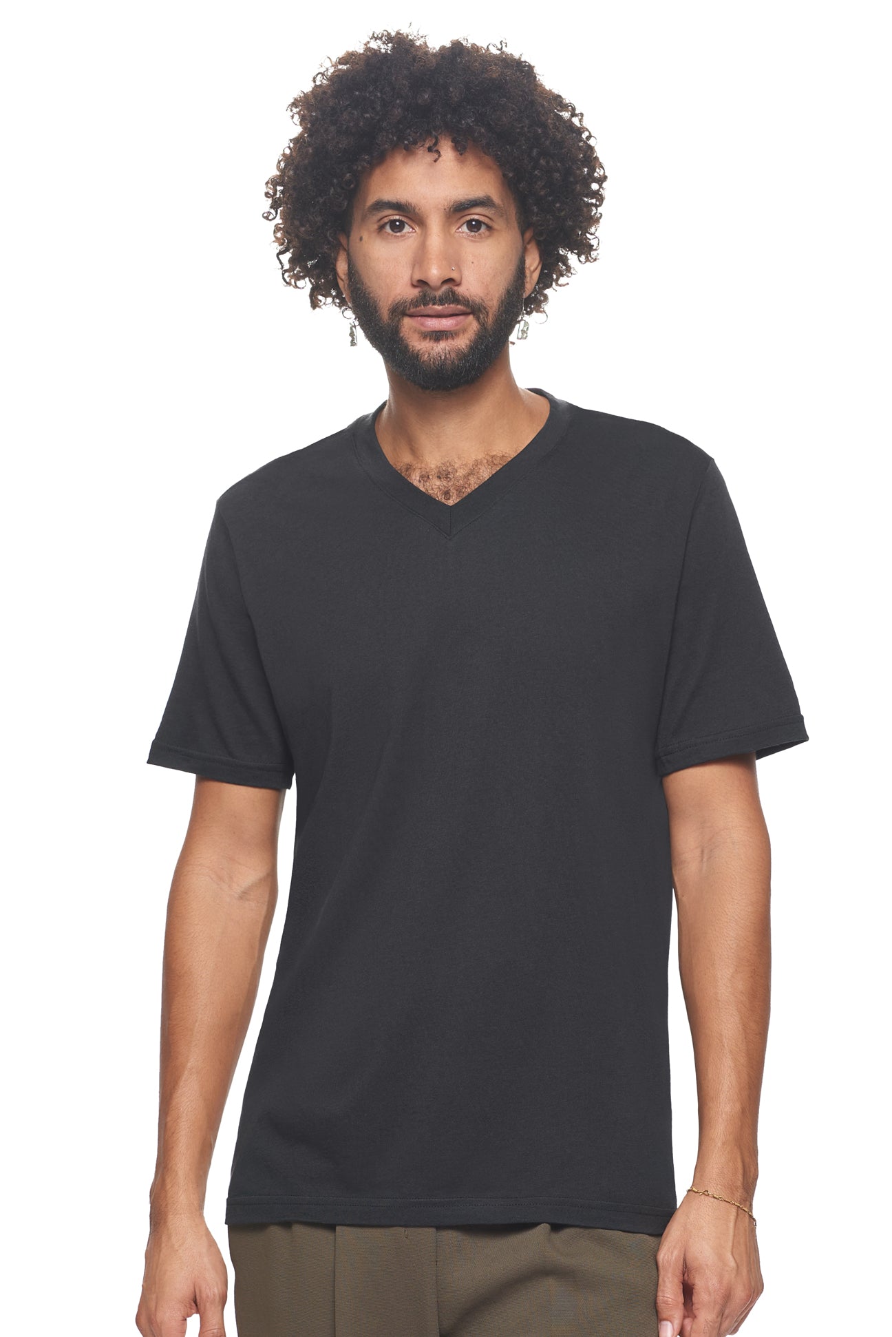 Expert Brand Retail Sustainable Eco-Friendly Apparel Micromodal Cotton Men's V-neck T-Shirt Made in USA black#color_black