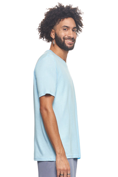 Expert Brand Retail Sustainable Eco-Friendly Apparel Micromodal Cotton Men's V-neck T-Shirt Made in USA light blue 3#color_light-blue