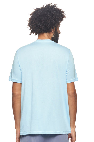 Expert Brand Retail Sustainable Eco-Friendly Apparel Micromodal Cotton Men's V-neck T-Shirt Made in USA light blue 4#color_light-blue