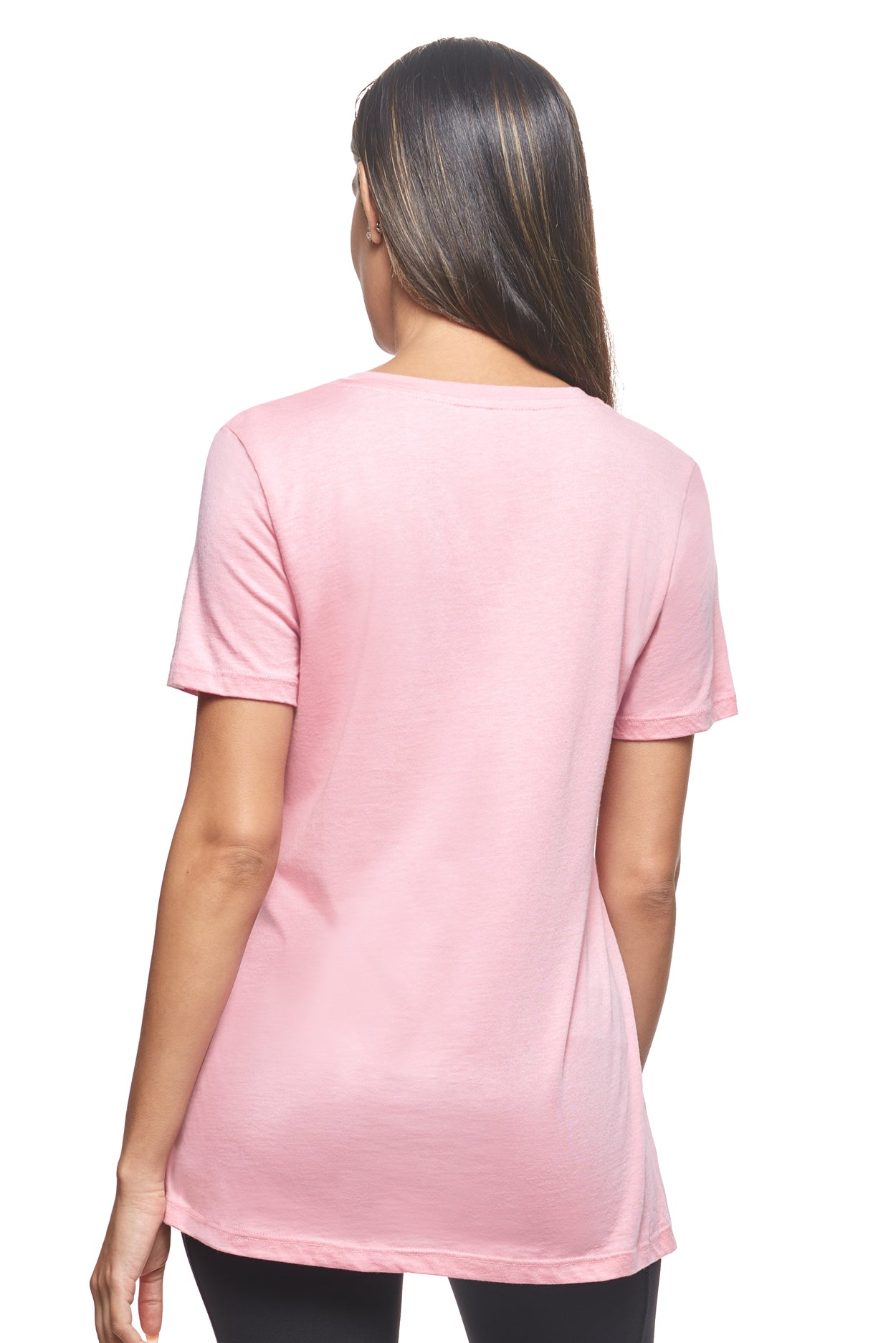 Expert Brand Retail Sustainable Eco-Friendly Micromodal Cotton Women's V-neck T-shirt Made in the USA pale pink 3#color_pale-pink