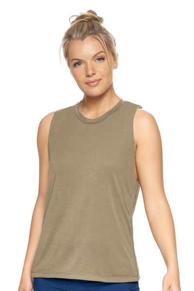 Expert Brand Women's Siro Raw Edge Muscle Tee Made in USA Olive#color_olive