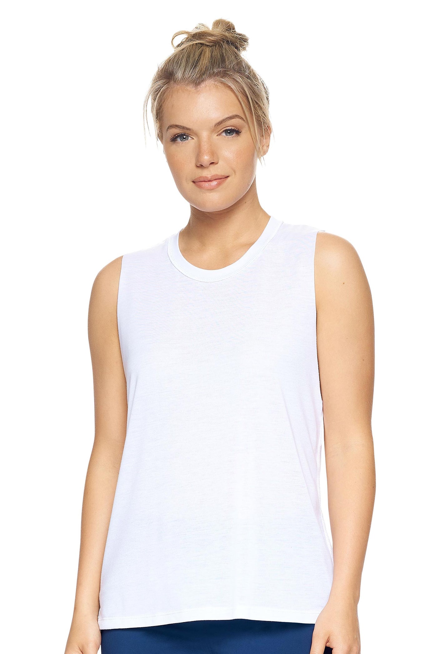 Expert Brand Women's Siro Raw Edge Muscle Tee Made in USA White#color_white
