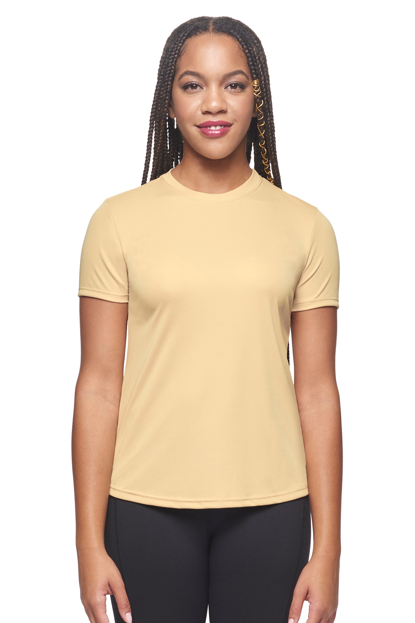 Expert Brand Retail Women's Pk MaX™ Crewneck Expert Tec Tee T-shirt vegas gold#color_vegas-gold