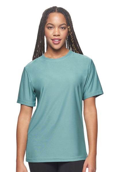 Expert Brand Unisex Women Recycled Polyester REPREVE® T-Shirt Made in USA in juniper green#color_juniper