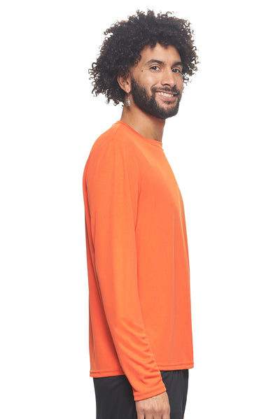 Expert Brand Apparel Men's Oxymesh Performance Long Sleeve Tec Tee Made in USA Orange Image 2#color_orange