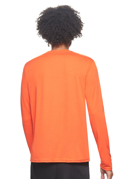 Expert Brand Apparel Men's Oxymesh Performance Long Sleeve Tec Tee Made in USA Orange Image 3#color_orange