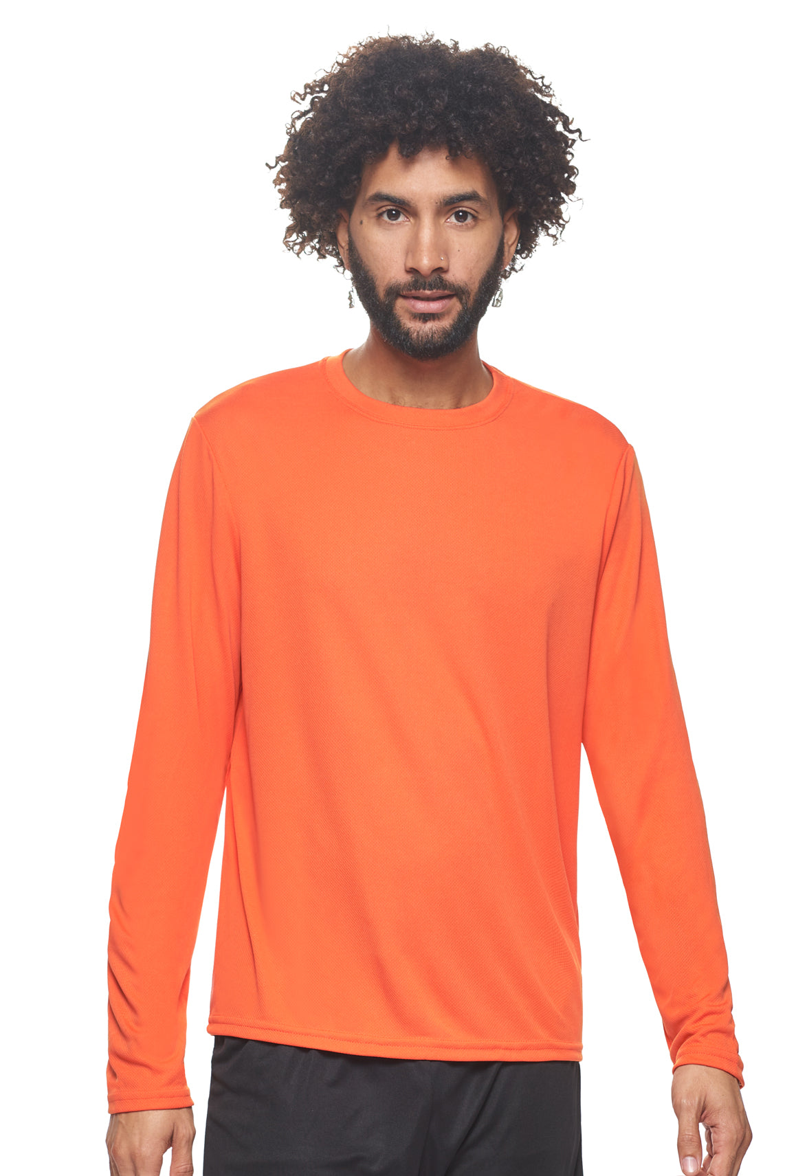 Expert Brand Apparel Men's Oxymesh Performance Long Sleeve Tec Tee Made in USA Orange#color_orange
