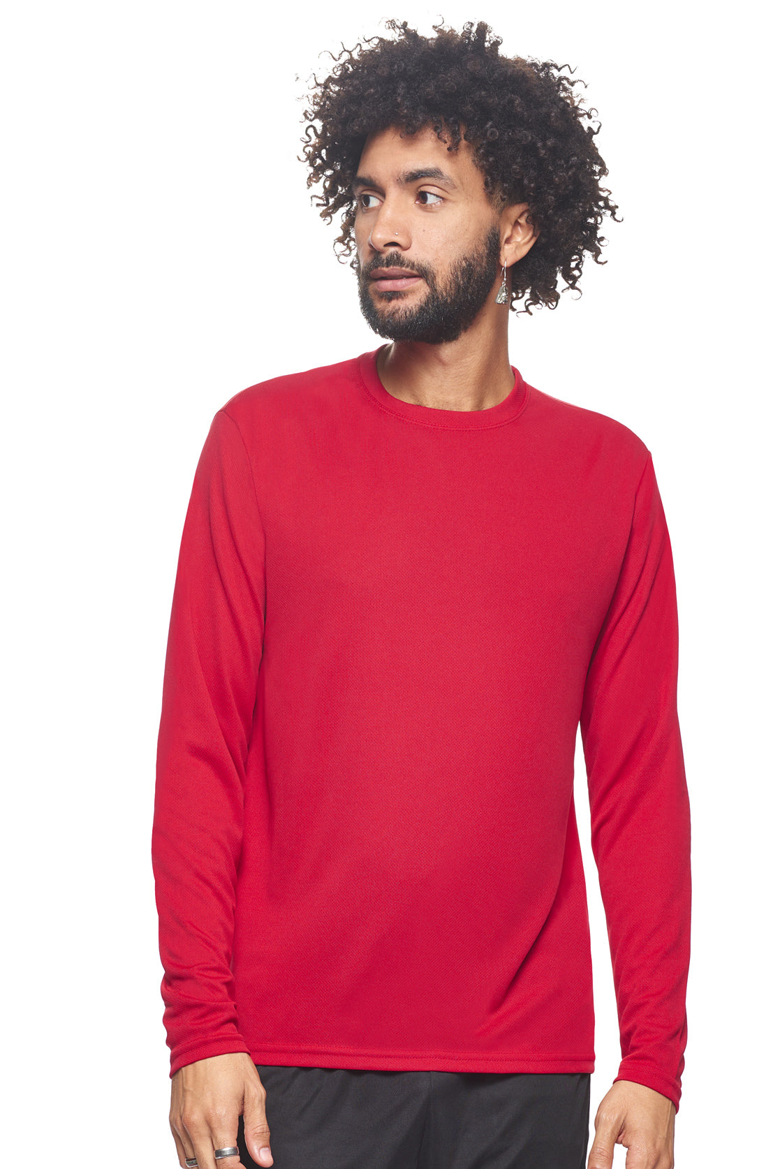 Expert Brand Retail Made in USA sportswear activewear long sleeve tec tee oxymesh crewneck red#color_true-red