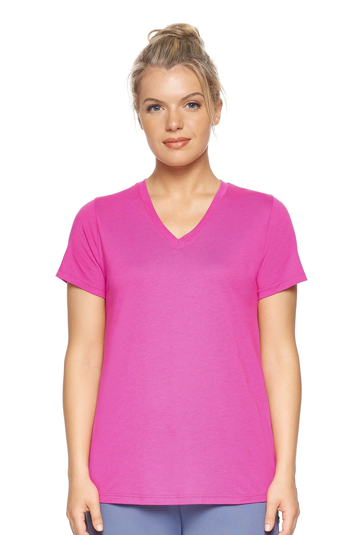 Expert Brand Retail Sustainable Eco-Friendly Micromodal Cotton Women's V-neck T-shirt Made in the USA berry#color_berry